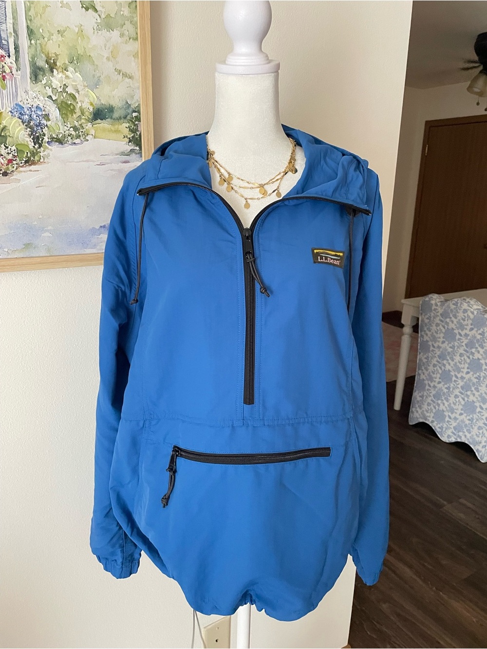 L.L.Bean Mountain Classic Anorak Pullover Windbreaker Jacket Blue Women 1X Plus